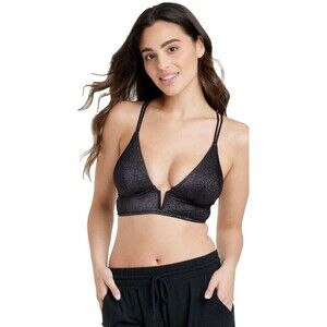 Auden Unlined V-Neck Bralette  Women's Size M  NWT  Black Shimmer Bra